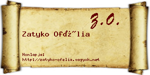 Zatyko Ofélia névjegykártya
